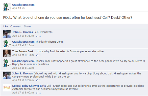 Cell Phone vs Landline Facebook Poll from Grasshopper