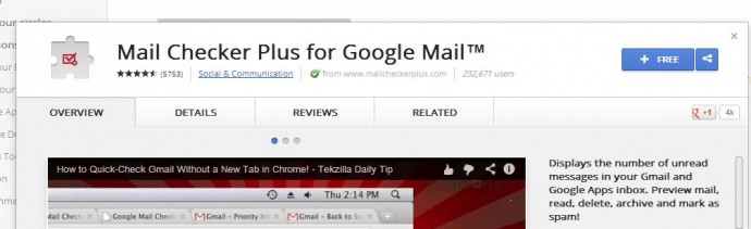 Google Chrome Mail Checker Plus for Google Mail Extension