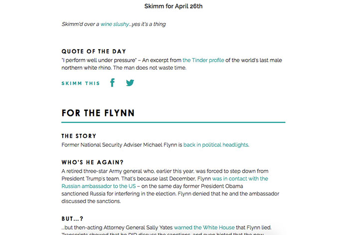 theSkimm email content