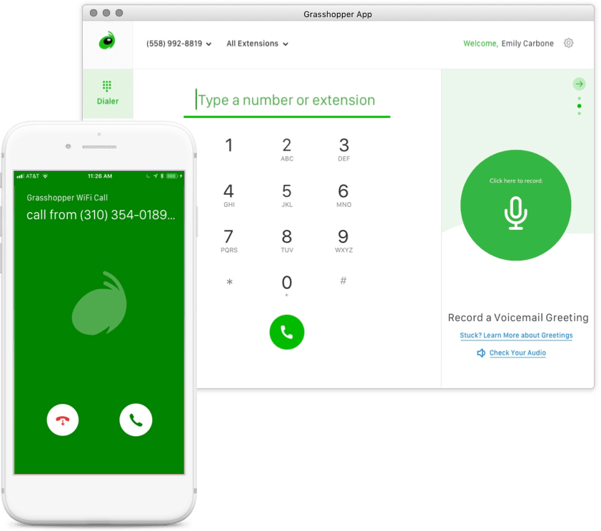 Grasshopper app inbound call from customer. 