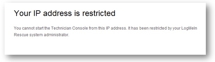 Example of an IP Restriction error message.