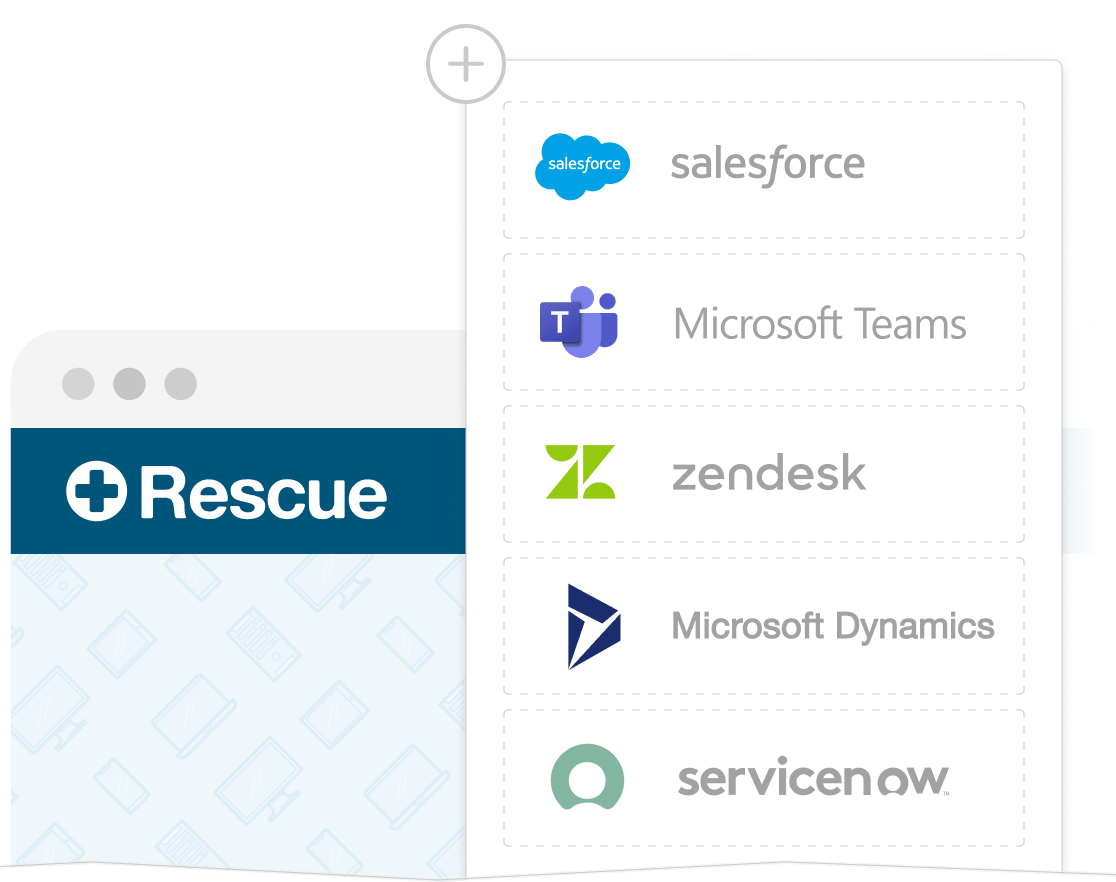 Interface showing the various Rescue integrations.