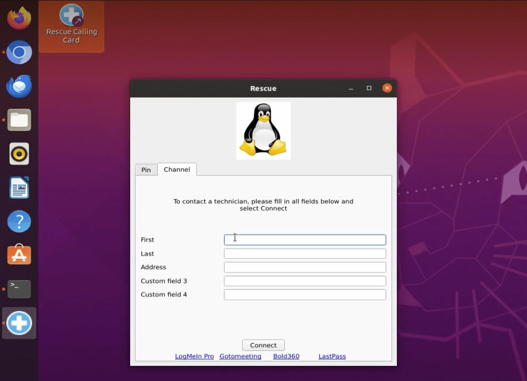 Customized calling card for Linux.