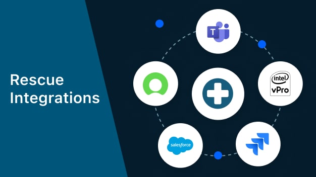 LogMeIn Rescue Integrate with MS Teams, VPro, JIRA, Salesforce, and ServiceNow Live Lens to make support workflows seamless.