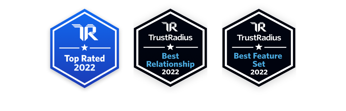2022 TrustRadius award badges.