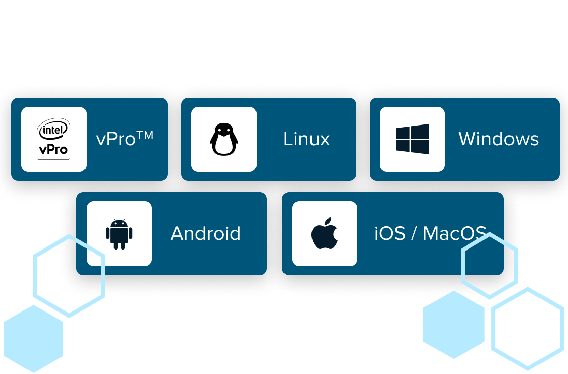 Vpro, Linux, Windows, Android and iOS/MacOS.